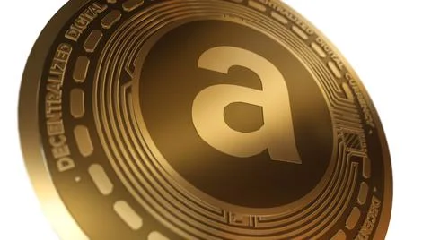 3D Render Golden Arweave AR Cryptocurrency Coin Symbol Close up View Stockillustratie