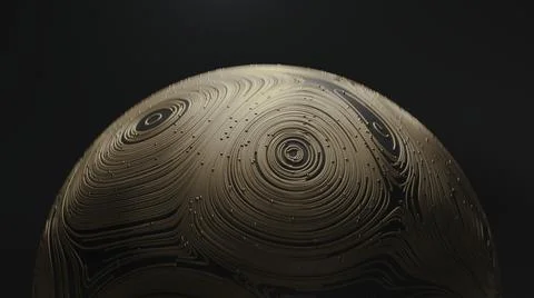 3d render golden ball with circular topographic animated lines and particles on 스톡 일러스트