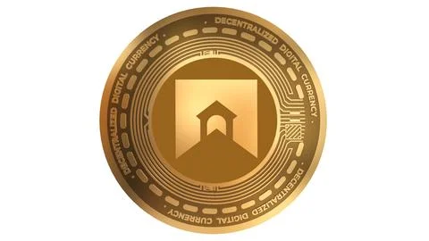 3D Render Golden Barnbridge Bond Cryptocurrency Coin Symbol Close up Stock Illustration