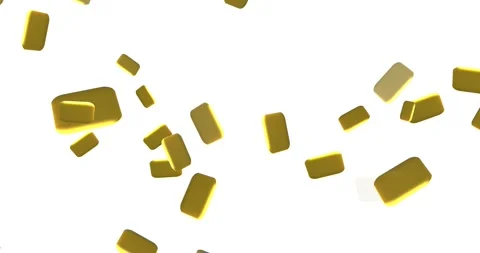 3d render golden bars falling on white background Stock Footage 281048657