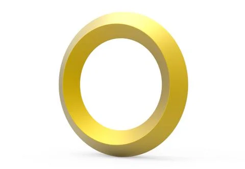 3D render golden beveled alphabet O Illustrazione stock