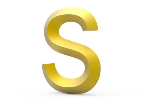 3D render golden beveled alphabet S Stock Illustration