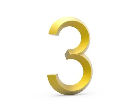 3D render golden beveled number 3 Stock Illustration