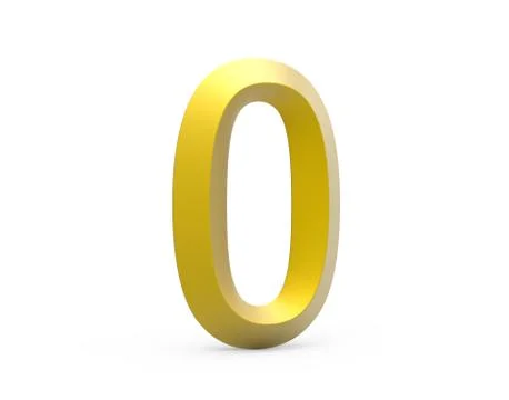 3D render golden beveled number 0 Illustrazione stock