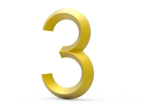3D render golden beveled number 3 Stock Illustration
