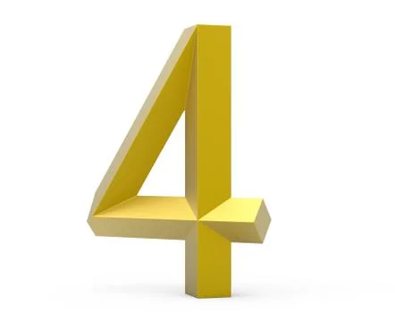 3D render golden beveled number 4 Illustrazione stock