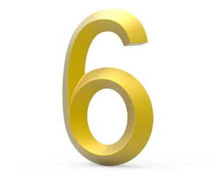 3D render golden beveled number 6 스톡 일러스트