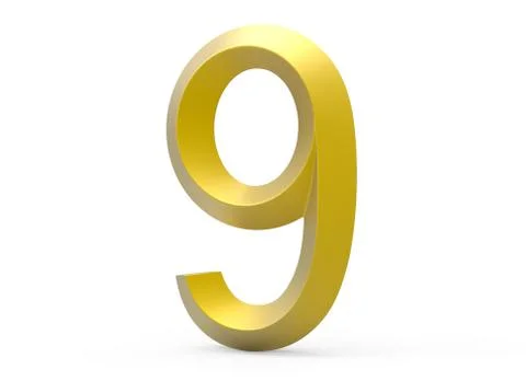 3D render golden beveled number 9 Stock Illustration