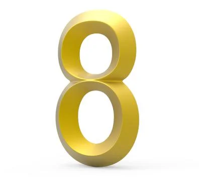 3D render golden beveled number 8 Stock Illustration