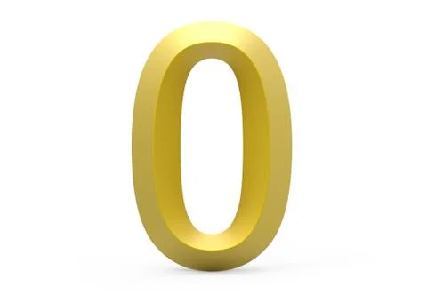 3D render golden beveled number 0 Stock Illustration