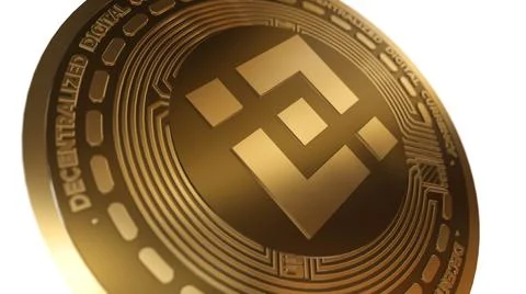 3D Render Golden Binance Coin BNB Cryptocurrency Close up View Stock Illustration