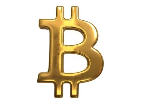 3D render of Golden Bitcoin Sign isolated on white Stock Illustration