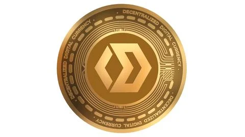 3D Render Golden Blocknet Block Cryptocurrency Coin Symbol Close up Stock Illustration