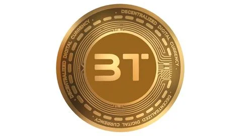 3D Render Golden Blocktix Tix Cryptocurrency Coin Symbol Close up Stock Illustration