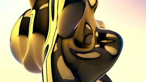 3D render of golden blue colored abstracted shape with displacement effects Stock Footage 252735544