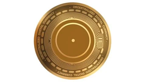 3D Render Golden Cindicator Cnd Cryptocurrency Coin Symbol Close up Stock Illustration