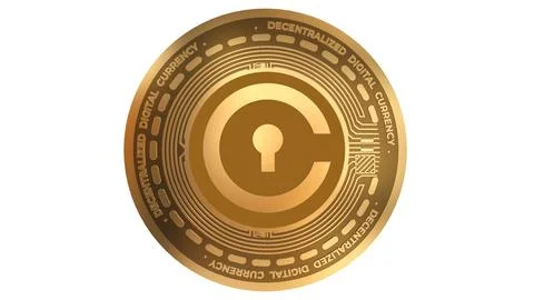 3D Render Golden Civic Cvc Cryptocurrency Coin Symbol Close up Stock Illustration