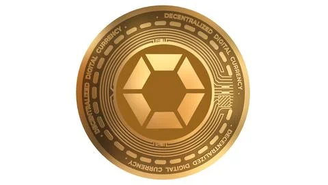 3D Render Golden Cobinhood Cob Cryptocurrency Coin Symbol Close up Stock Illustration
