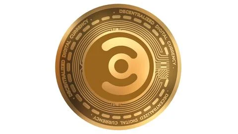 3D Render Golden Commercium Cmm Cryptocurrency Coin Symbol Close up Illustrazione stock