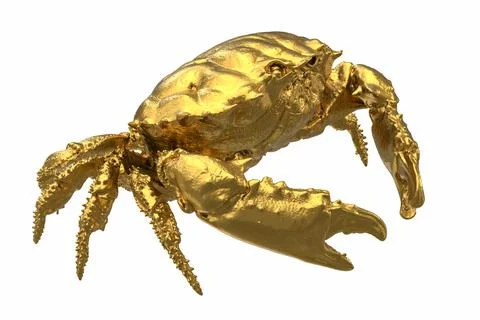 3d render of golden crab on white background Stock Illustration