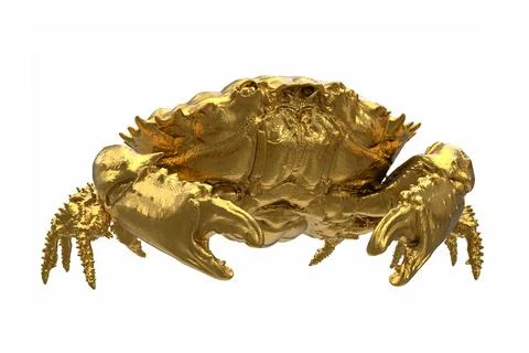 3d render of golden crab on white background Stock Illustration