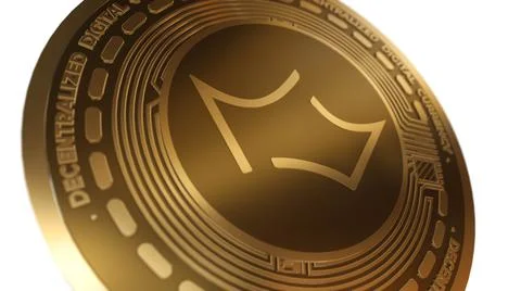 3D Render Golden Crown CRW Cryptocurrency Coin Symbol Close up View Stock Illustration