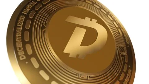 3D Render Golden Digibyte DGB  Cryptocurrency Coin Symbol Close up Stock Illustration