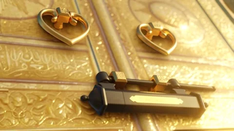 3D Render of the Golden Door of the Kaaba Stock Footage 300540019