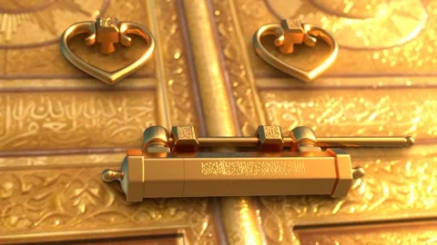 3D Render of the Golden Door of the Kaaba Stock Footage 300540040