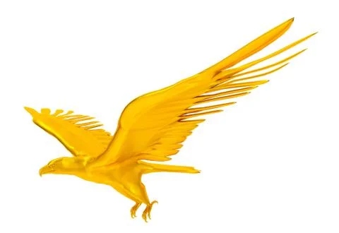 3D render golden eagle on white background Stock Illustration