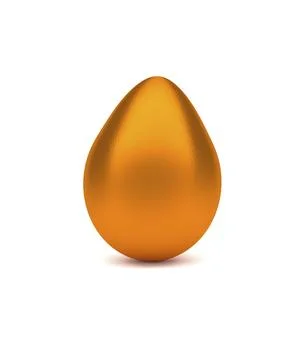 3d render of a golden egg on a white background Foto stock