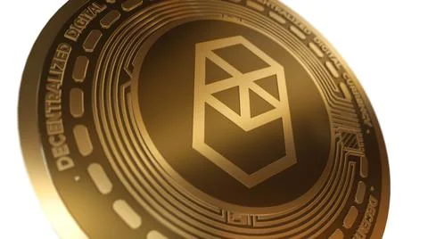 3D Render Golden Fantom FTM Cryptocurrency Coin Symbol Close up View Stock Illustration