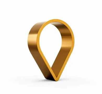 3D render of a golden geolocation pin marker on a white background Stock Illustration