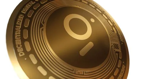 3D Render Golden The Graph GRT Cryptocurrency Coin Symbol Close up View Illustrazione stock