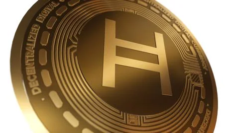 3D Render Golden Hedera HBAR Cryptocurrency Close up View イラスト素材