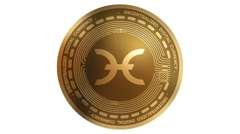 3D Render Golden Holo HOT Cryptocurrency Close up View Stock Illustration