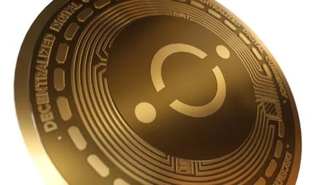 3D Render Golden Icon ICX Cryptocurrency Close up View 库存插图