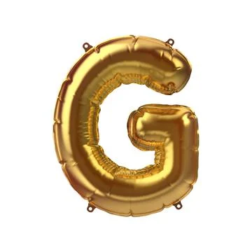 3D Render of Golden inflatable foil balloon letter G. Party decoration element Stock Illustration
