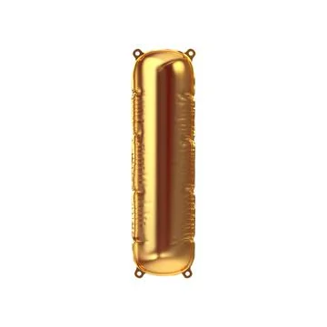 3D Render of Golden inflatable foil balloon letter I. Party decoration element Illustrazione stock