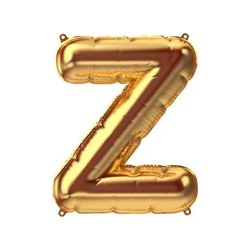 3D Render of Golden inflatable foil balloon letter Z. Party decoration element Illustrazione stock