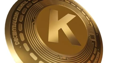 3D Render Golden Kadena KDA  Cryptocurrency Coin Symbol Close up Stock Illustration