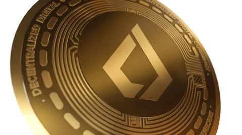 3D Render Golden LISK LSK Cryptocurrency Close up View Stock Illustration