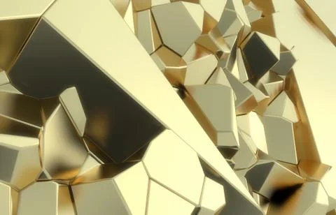 3d render, golden modern shattered wall texture, random clusters digital Stock Illustration