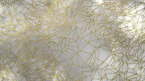 3d render, golden modern wall made by golden wire, random clusters triangle Illustrazione stock