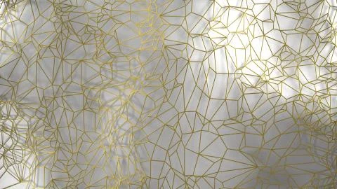3d render, golden modern wall made by golden wire, random clusters triangle Stock Illustration