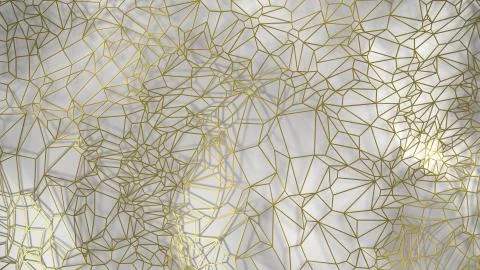 3d render, golden modern wall made by golden wire, random clusters triangle Stock Illustration