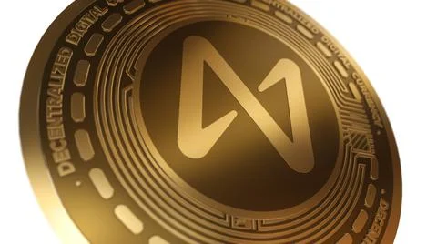 3D Render Golden Near Protocol Cryptocurrency Coin Symbol Close up View Illustrazione stock