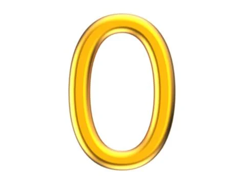3D render golden number 0 Illustrazione stock