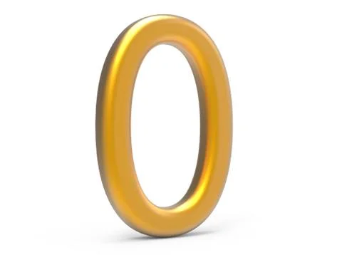 3D render golden number 0 Illustrazione stock