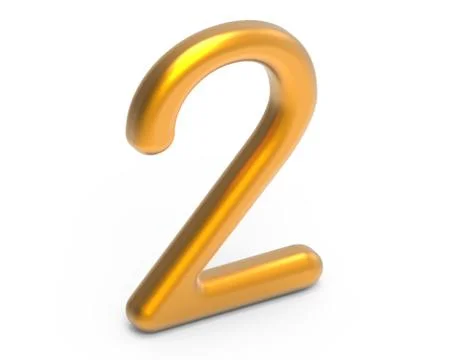 3D render golden number 2 Illustrazione stock